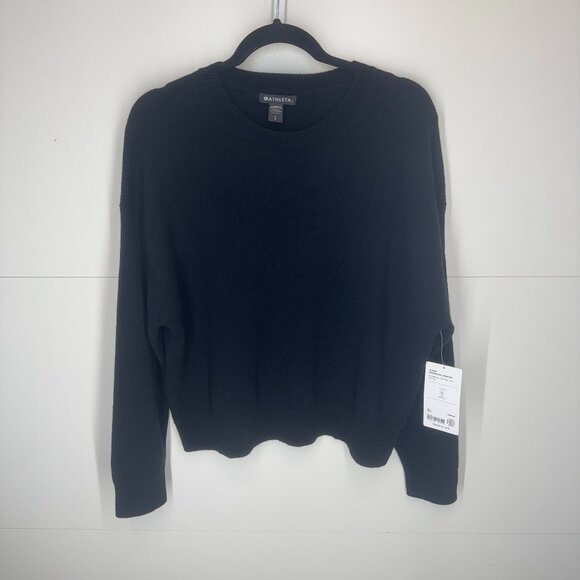 NWT! Athleta Alpine Crewneck Cashmere Wool Sweater in Black - Picture 2 of 11